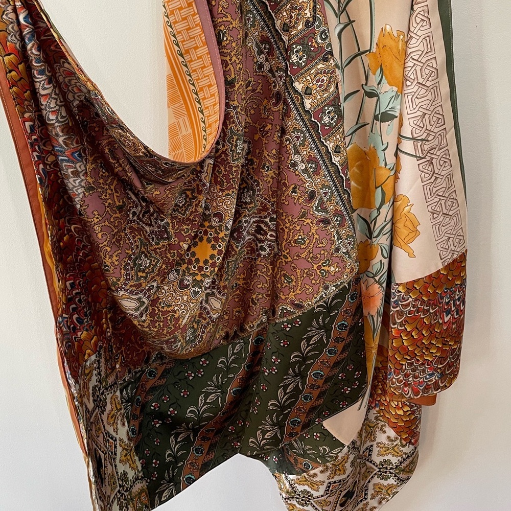 Anthropologie Tiny Scarf Dress Sebou Print Asymmetrical Hem Boho Women’s Sz SP - Picture 4 of 9